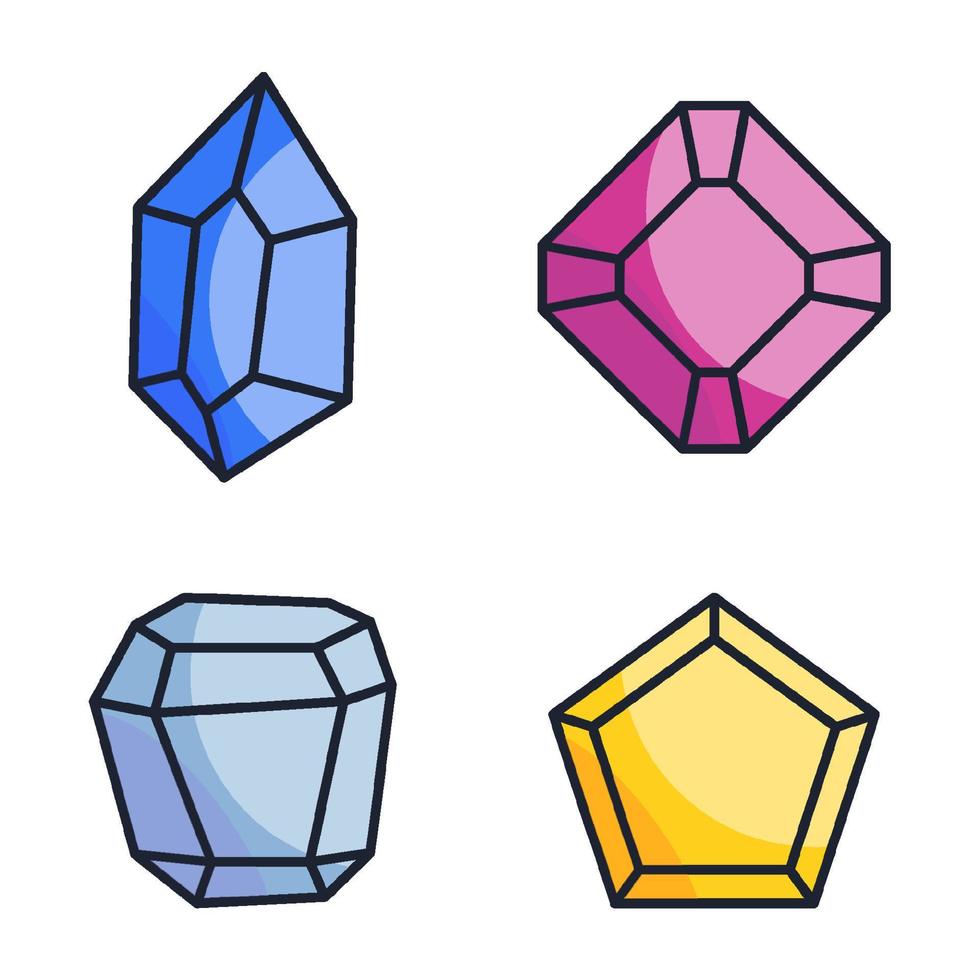 gemmes bijoux et diamants ensemble modèle de symbole d'icône pour la conception graphique et web collection logo illustration vectorielle vecteur