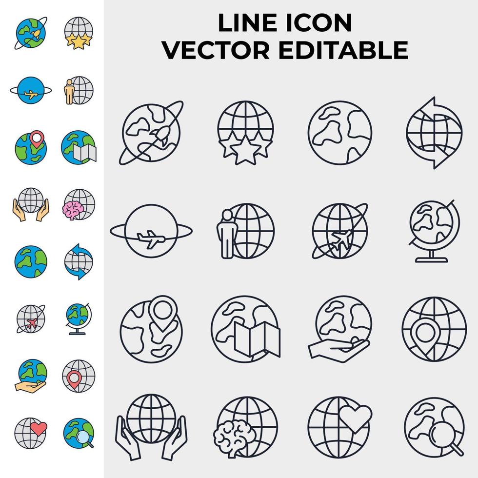 modèle de symbole d'icône de jeu de globe pour l'illustration vectorielle de logo de collection de conception graphique et web vecteur