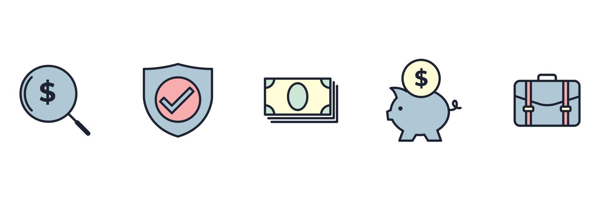 argent, finance, paiements définir le modèle de symbole d'icône pour l'illustration vectorielle du logo de la collection de conception graphique et web vecteur