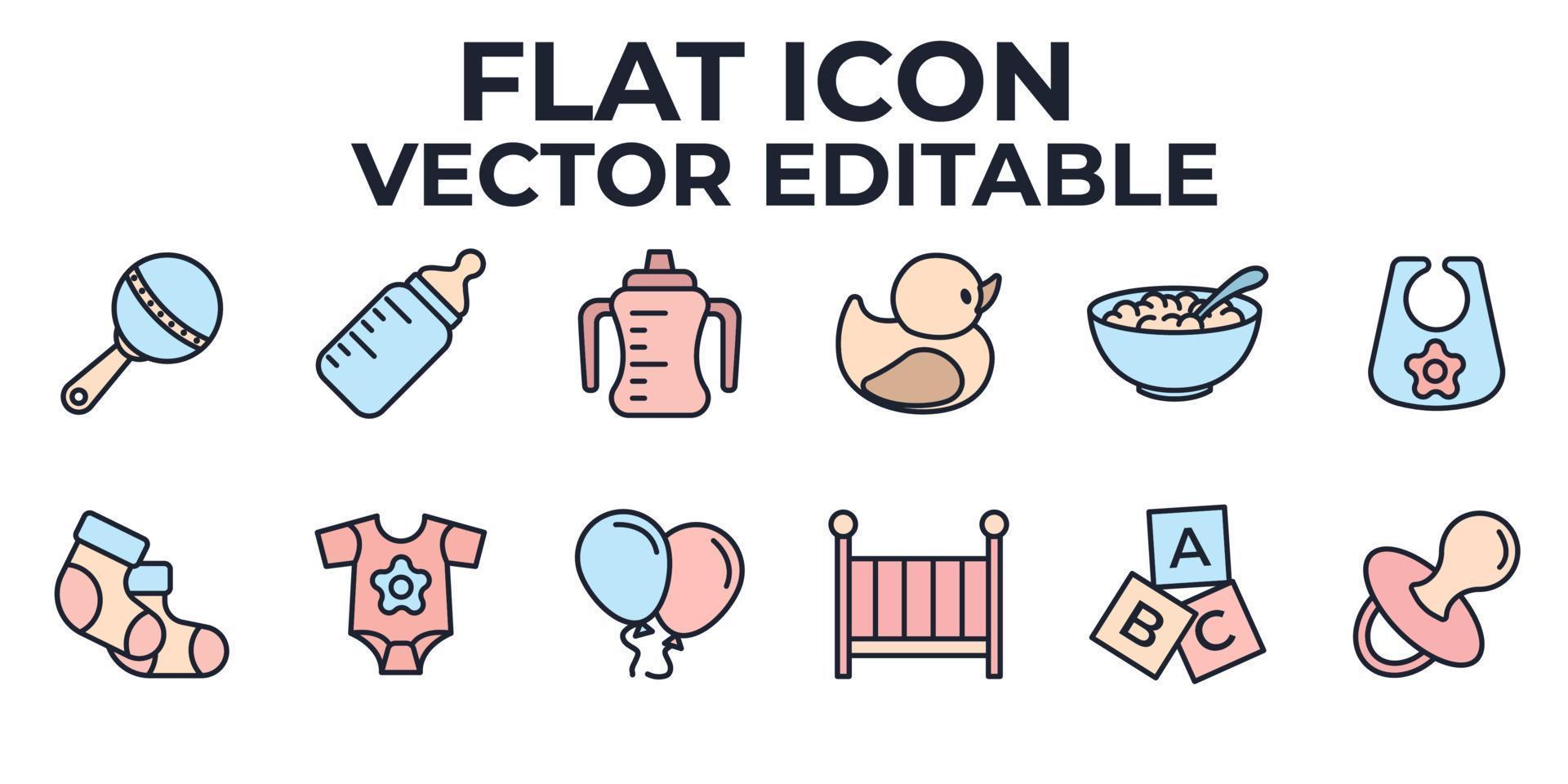 bébés, jouets pour bébés, alimentation et soins ensemble modèle de symbole d'icône pour illustration vectorielle de logo de collection de conception graphique et web vecteur