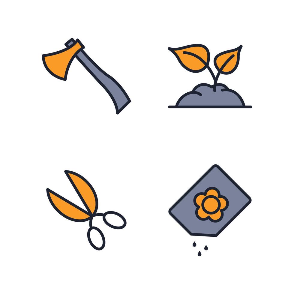 modèle de symbole d'icône de jeu de fleurs et de jardinage pour illustration vectorielle de logo de collection de conception graphique et web vecteur