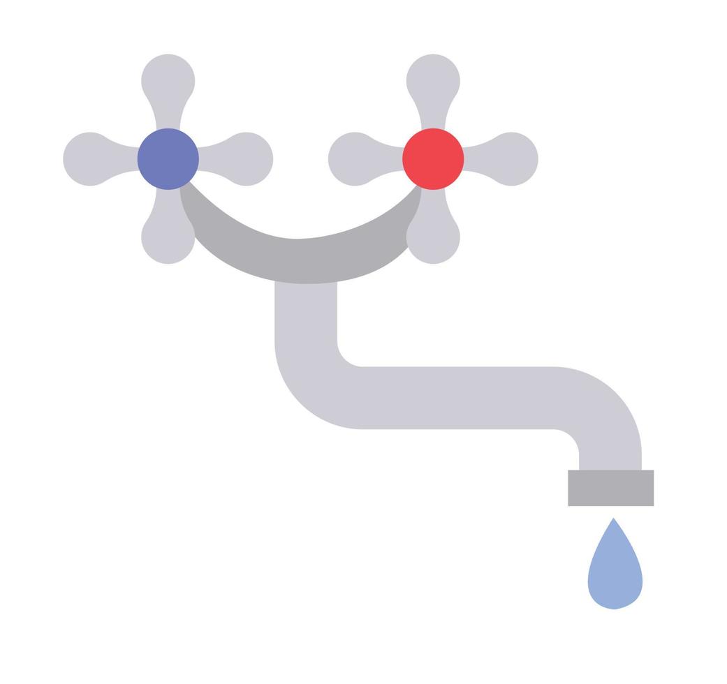 robinet d'eau, mitigeur eau chaude et froide. illustration de stock de vecteur isolé sur fond blanc.