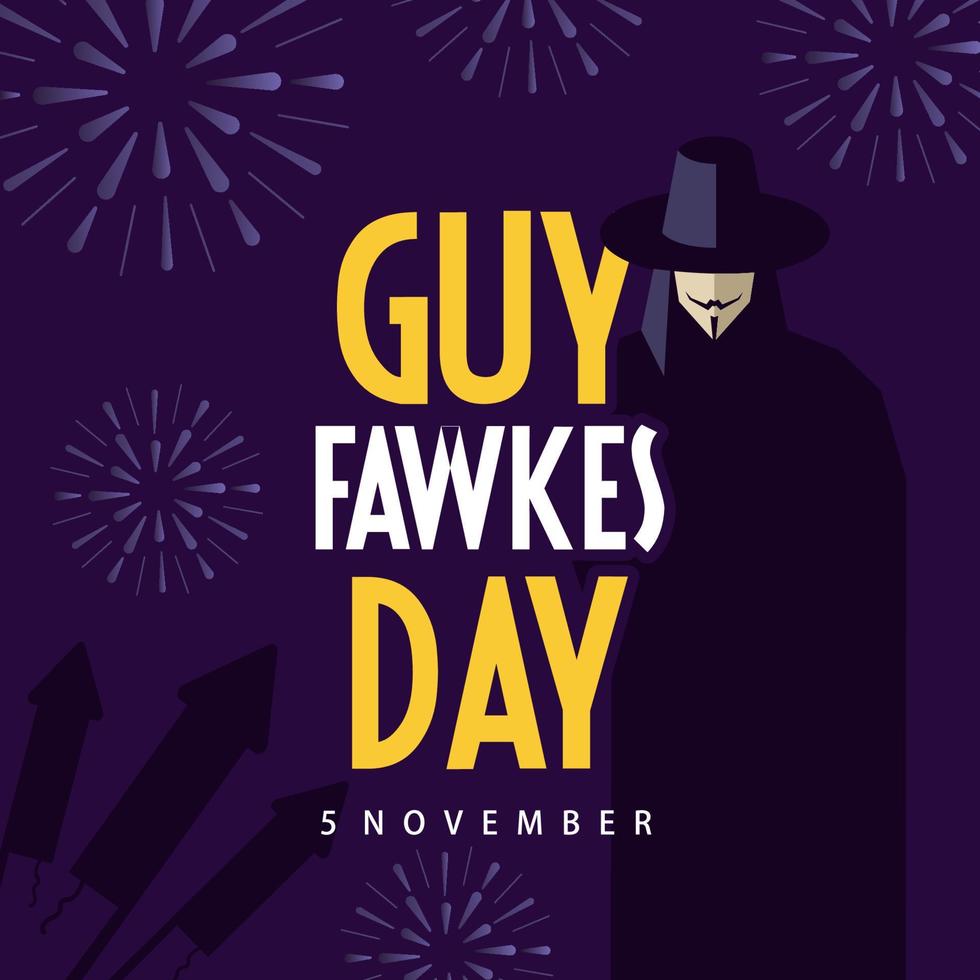 La nuit de Guy Fawkes. modèle de vecteur de jour de célébration internationale. illustration mondiale du festival. adapté à la bannière, à la couverture, à l'arrière-plan, à la toile de fond, à l'affiche. vecteur eps 10.