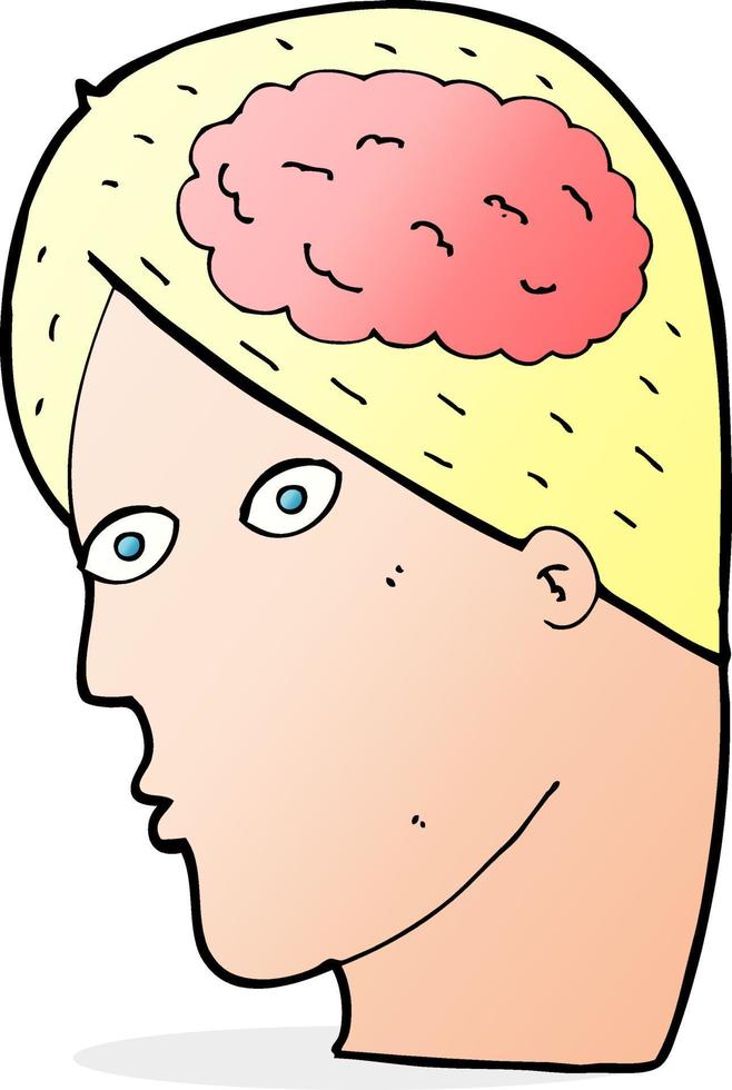 tête de dessin animé avec le symbole du cerveau vecteur