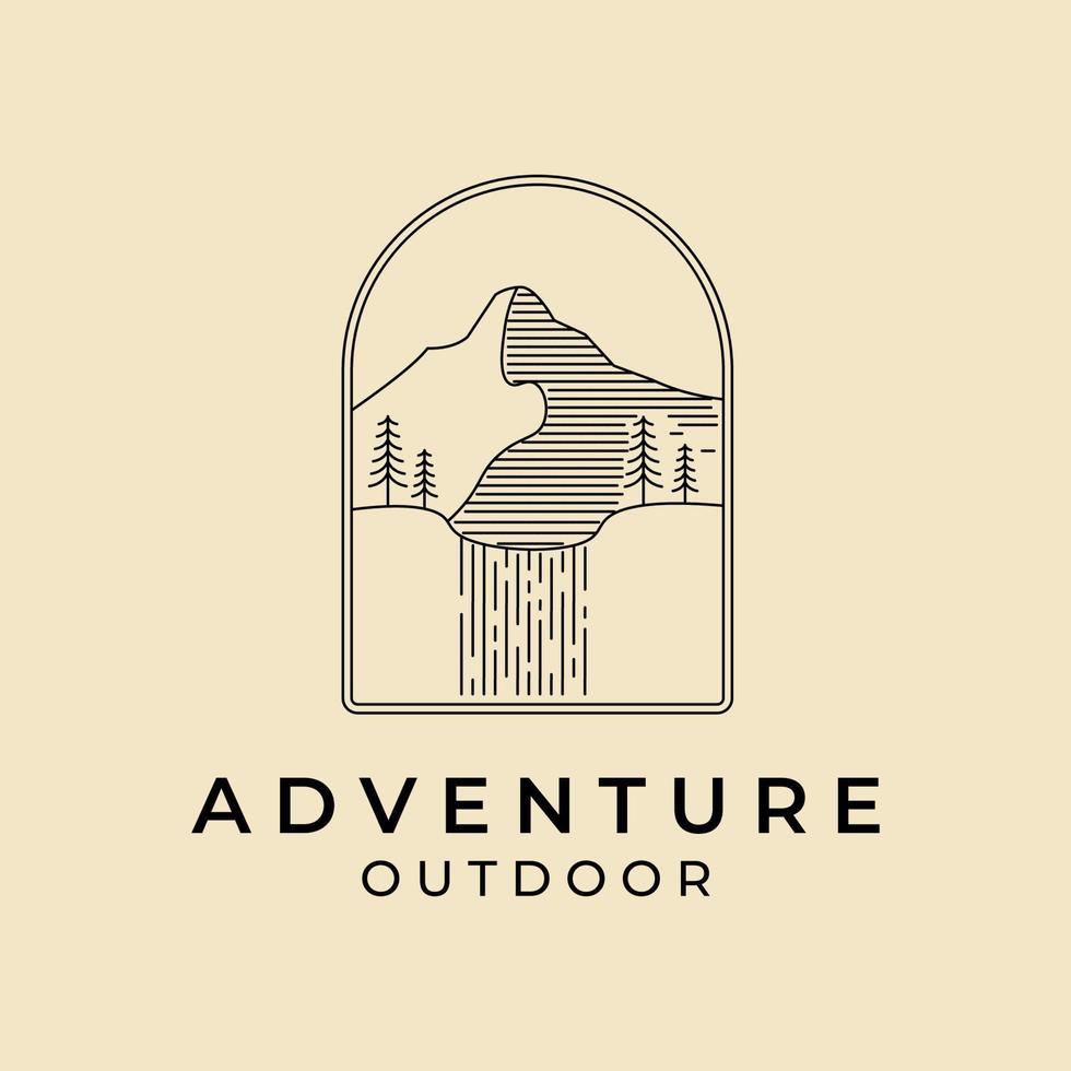 montagne aventure insigne logo dessin au trait vecteur illustration design minimaliste