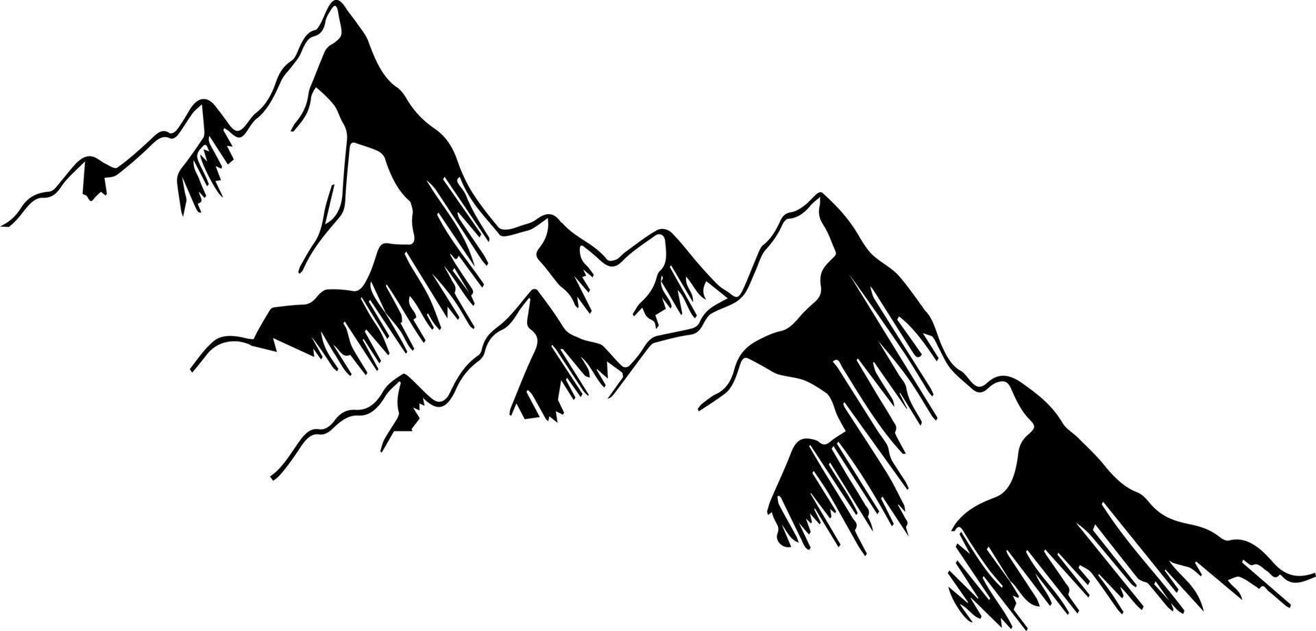 dessin au trait de paysage de montagne. fond de vecteur de contour minimal avec des chaînes de montagnes