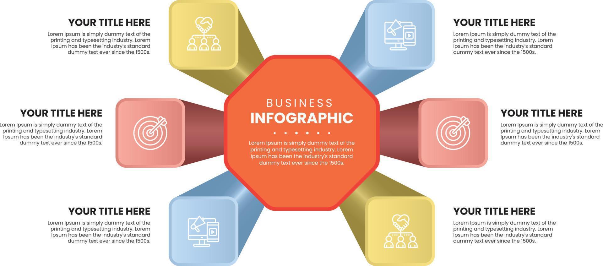 Éléments d'étapes d'organigramme de conception infographique d'entreprise 3d vecteur