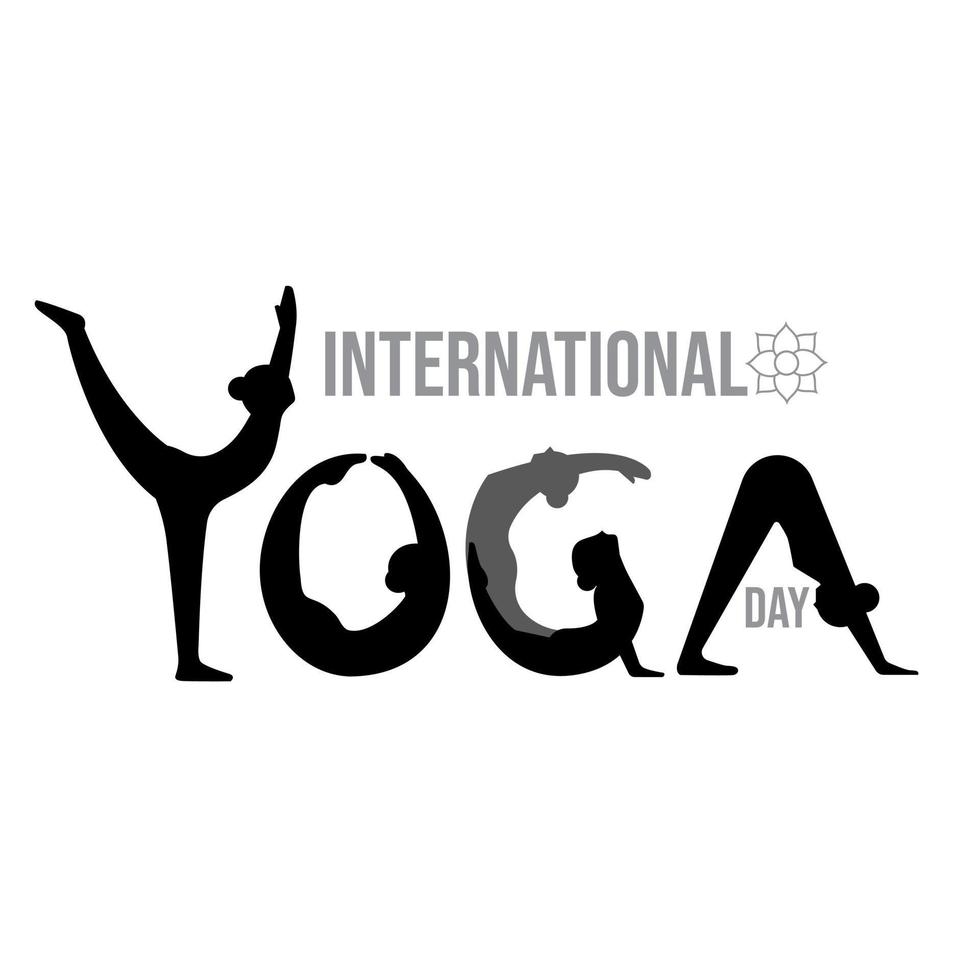 journée internationale du yoga. police de posture du corps de yoga silhouette. femmes pratiquant le yoga. conception d'illustration vectorielle vecteur