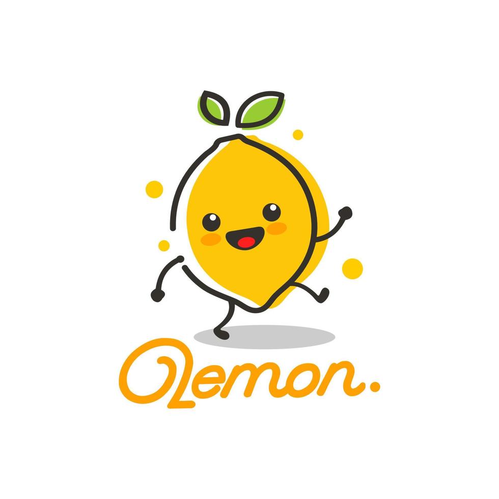 mignon citron fruit mascotte personnage illustration logo icône vecteur