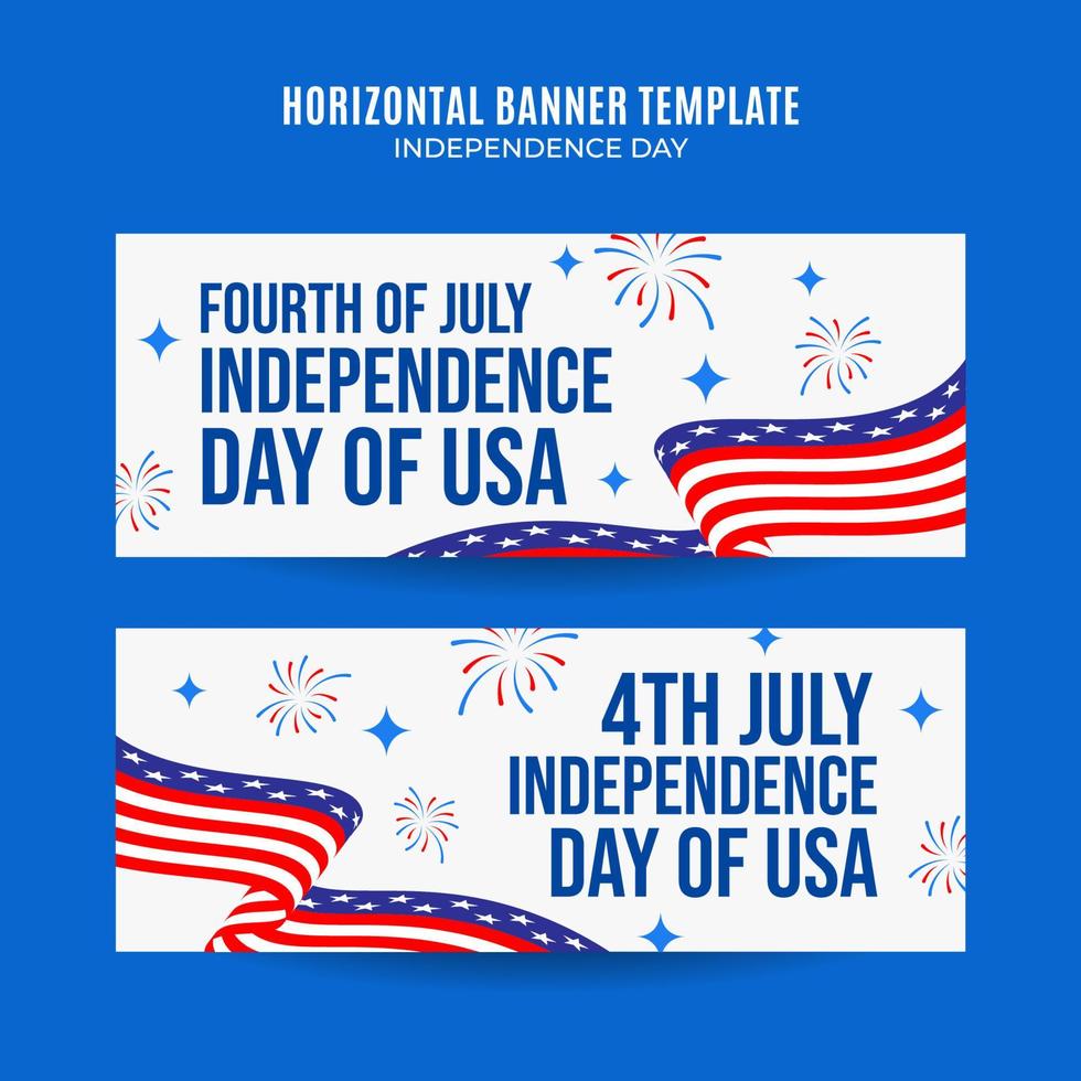 joyeux 4 juillet - bannière web de la fête de l'indépendance des états-unis pour l'affiche horizontale des médias sociaux, la bannière, l'espace et l'arrière-plan vecteur