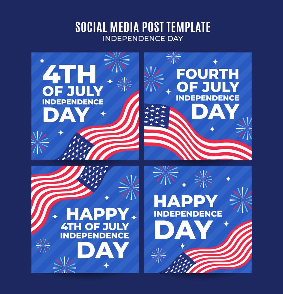 joyeux 4 juillet - bannière web de la fête de l'indépendance des états-unis pour l'affiche carrée des médias sociaux, la bannière, l'espace et l'arrière-plan vecteur