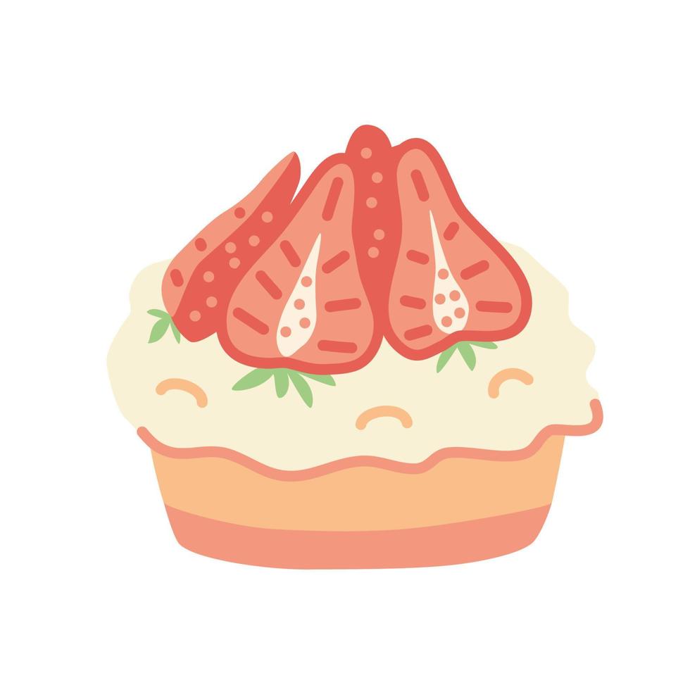 cupcake à la décoration de fraises. illustration vectorielle. vecteur