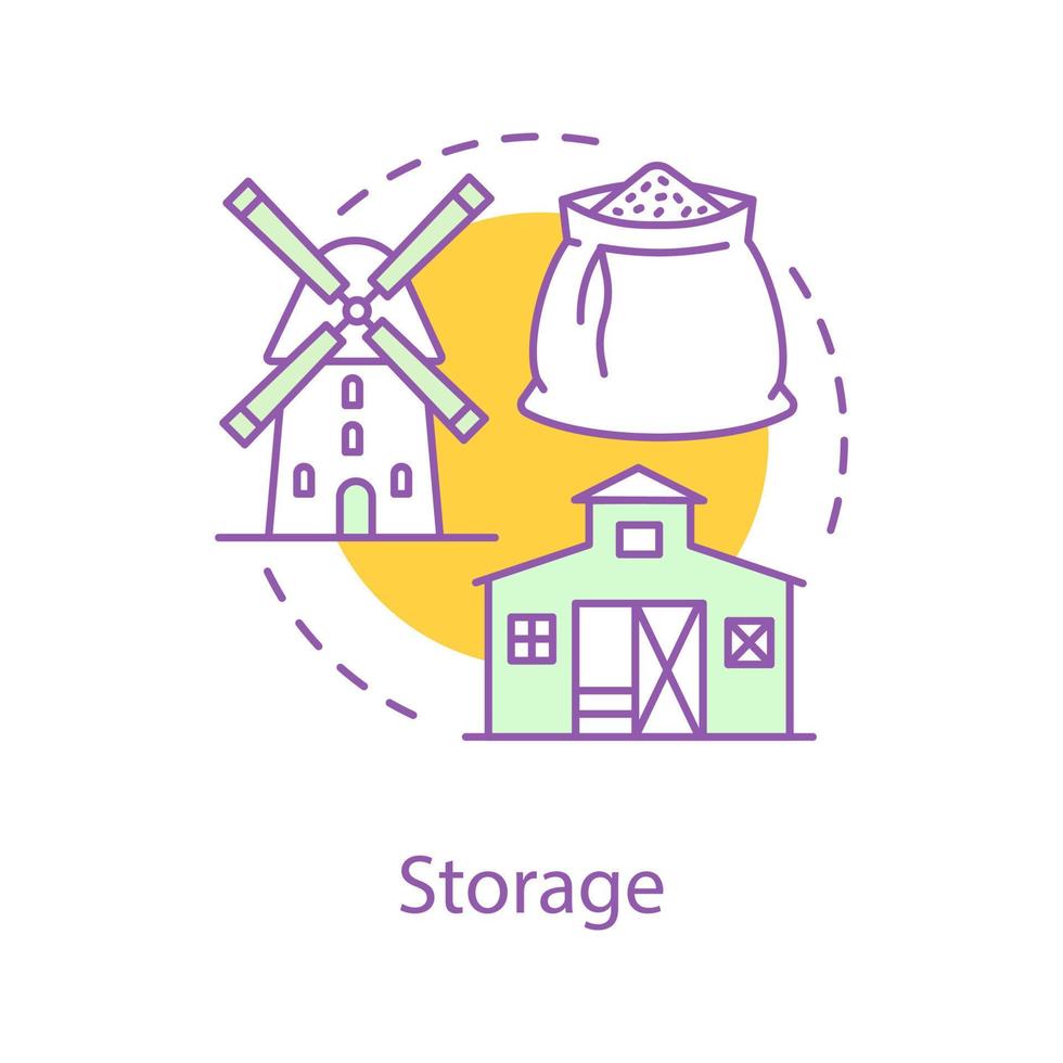 icône de concept de stockage et de moulin de blé. illustration de ligne mince d'idée d'élévateur à grains. industrie agricole. agriculture. dessin de contour isolé de vecteur