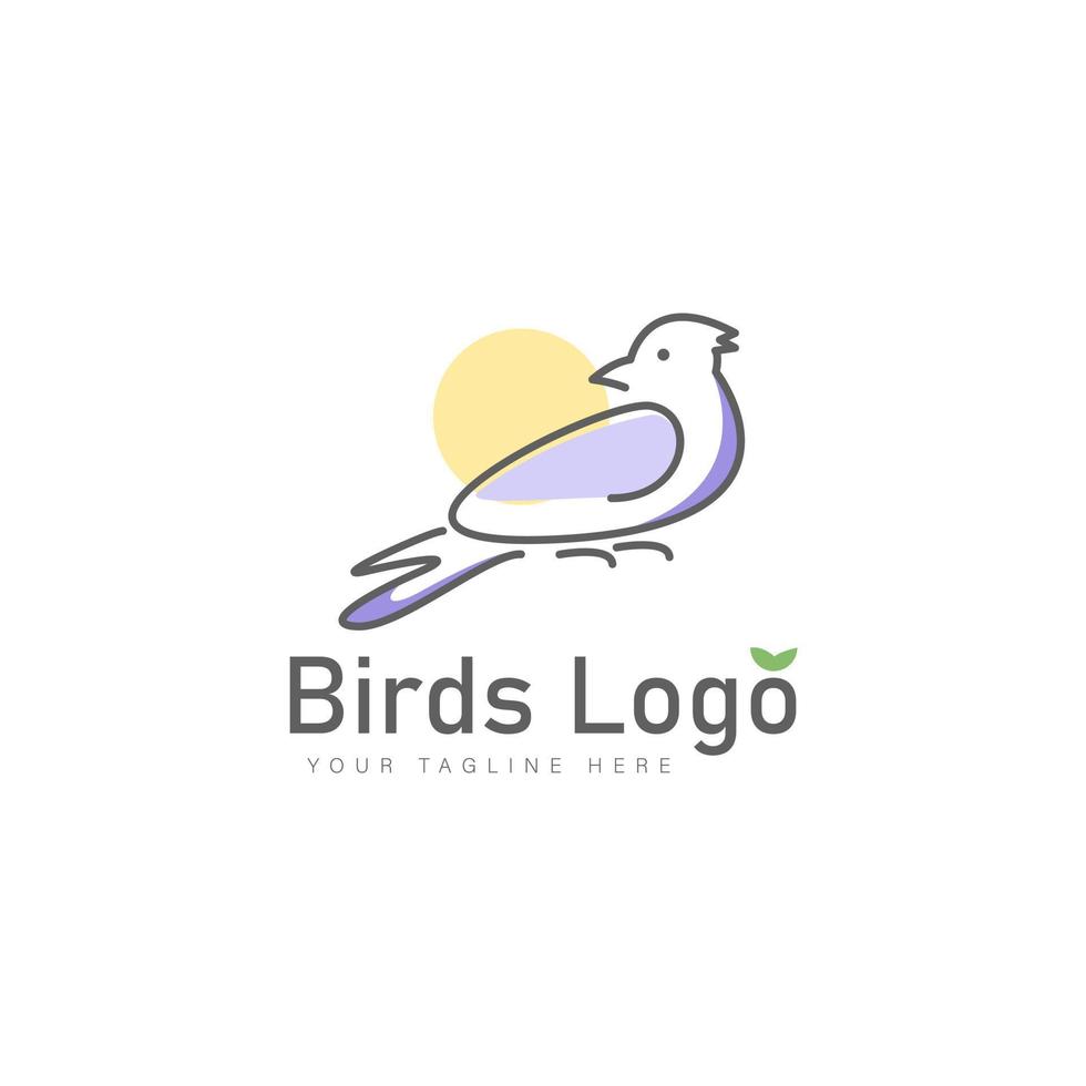 icône d'illustration de conception de logo de ligne d'oiseaux vecteur