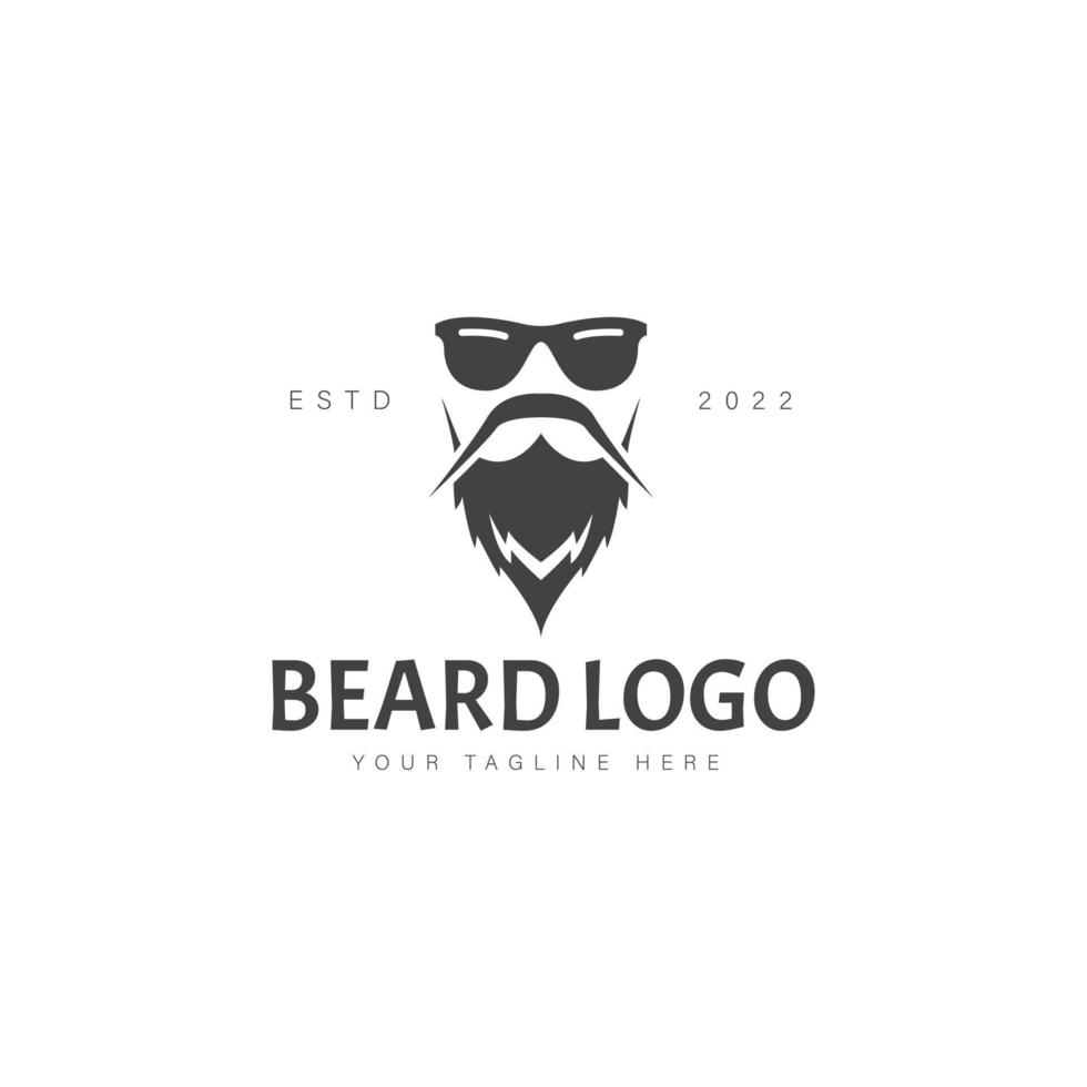 homme barbe avec lunettes de soleil logo design icône illustration vecteur