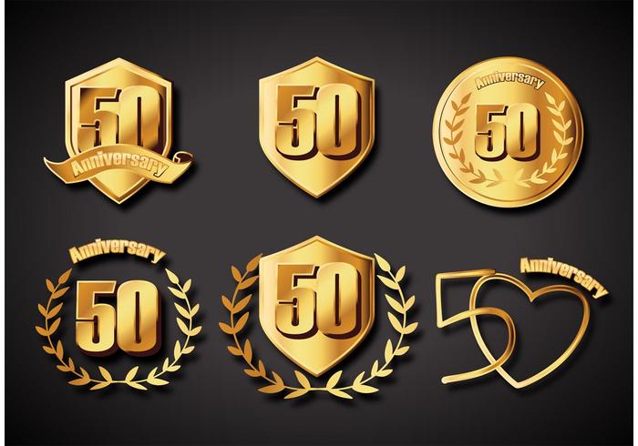 Badges d'anniversaire de 50 ans vecteur