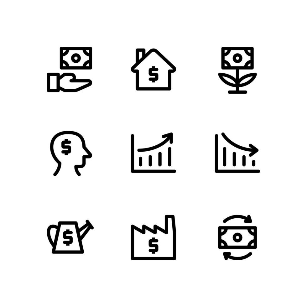 icônes d'investissement avec maison, usine snd plus vecteur