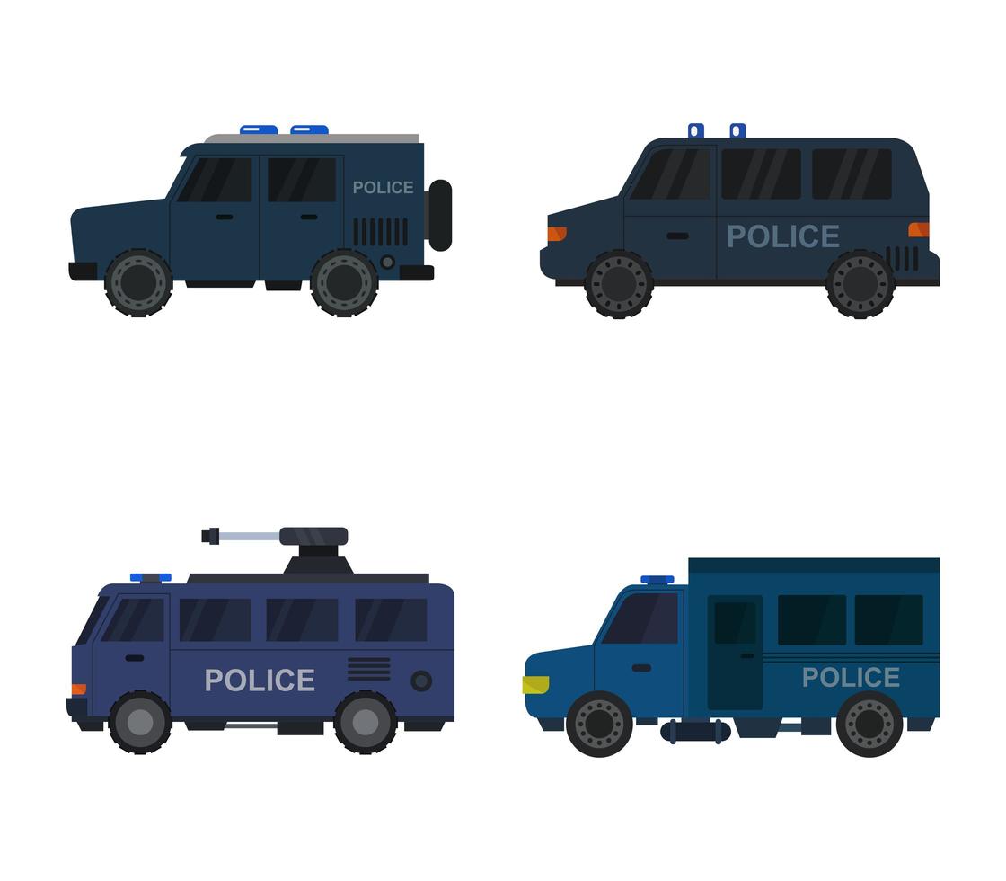 jeu d'icônes de véhicule de police vecteur