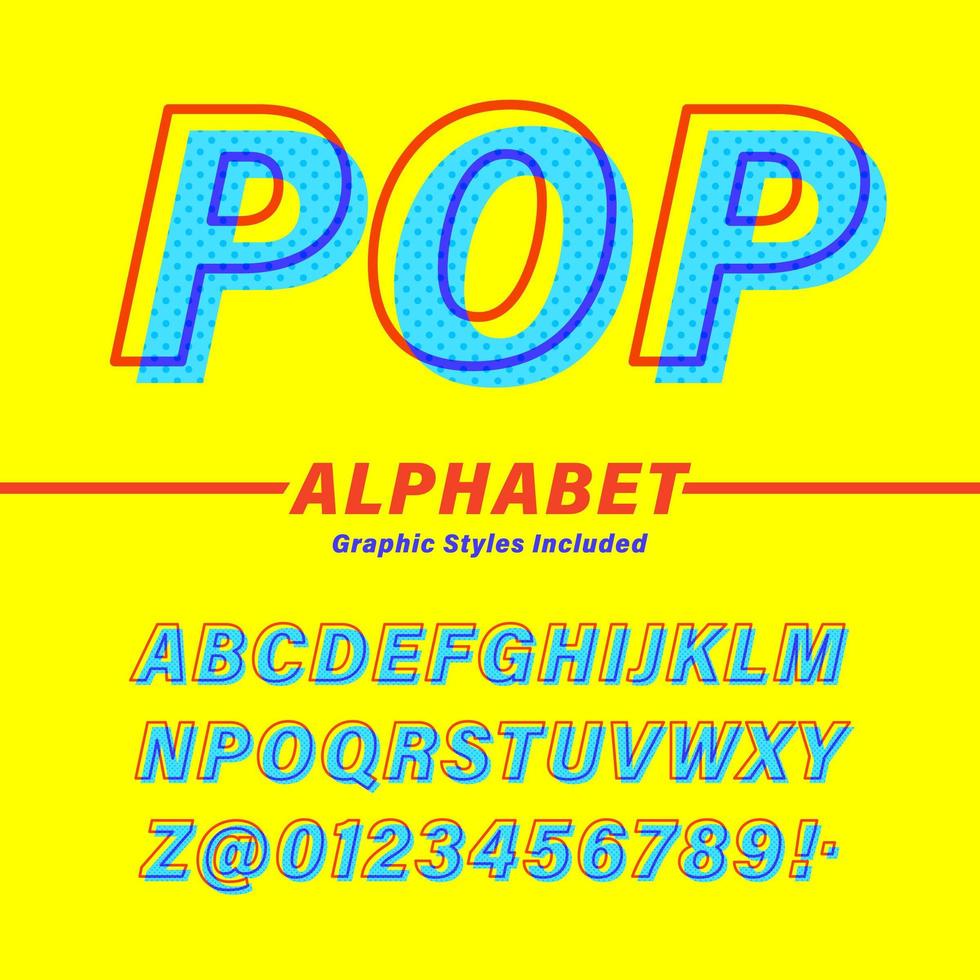 alphabet pop rétro offset vecteur