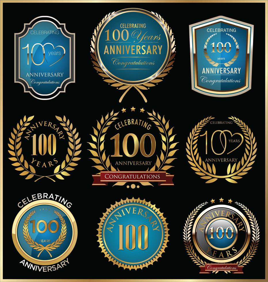 Modèles d'insignes du 100e anniversaire vecteur