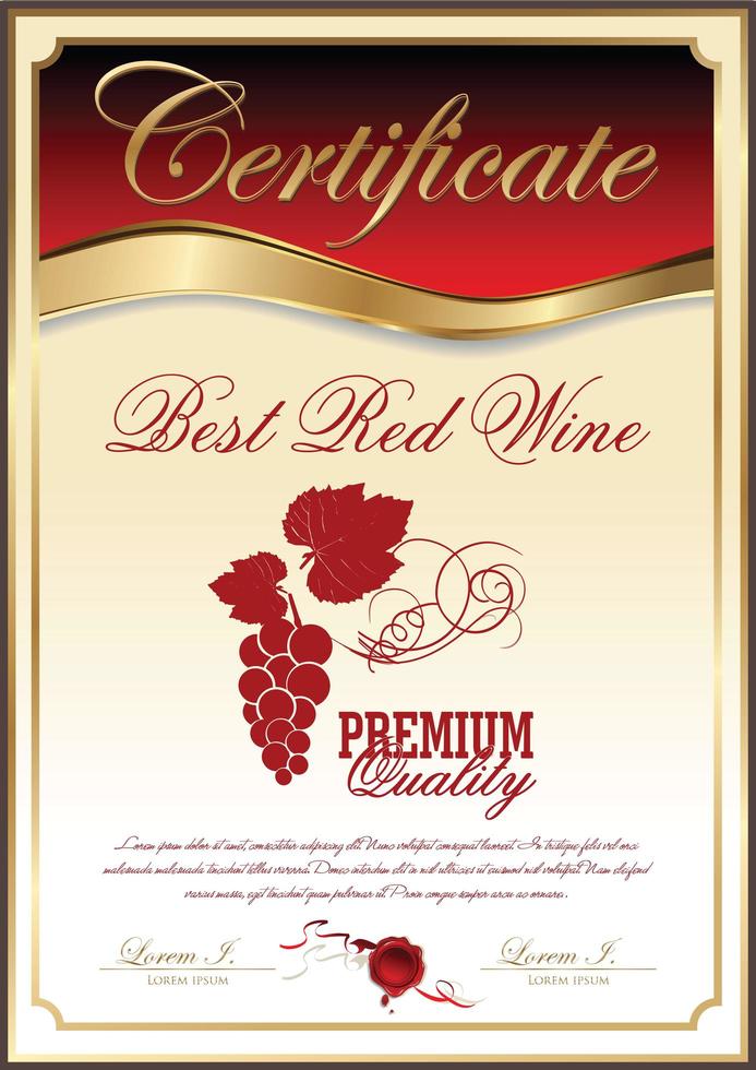 meilleur certificat de collection de vin rouge vecteur