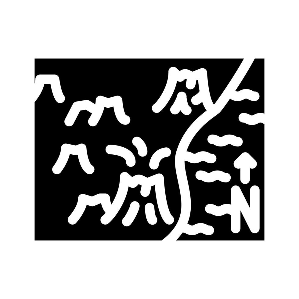 volcan carte glyphe icône illustration vectorielle noir vecteur