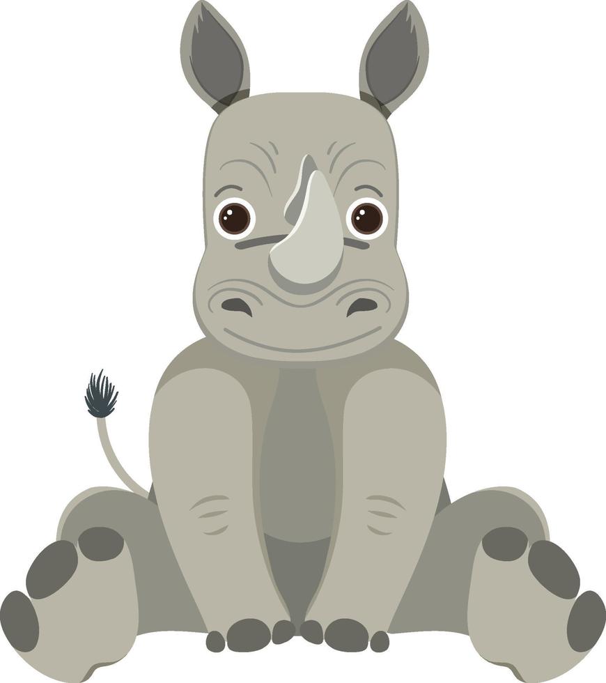 rhinocéros mignon dans un style plat isolé vecteur