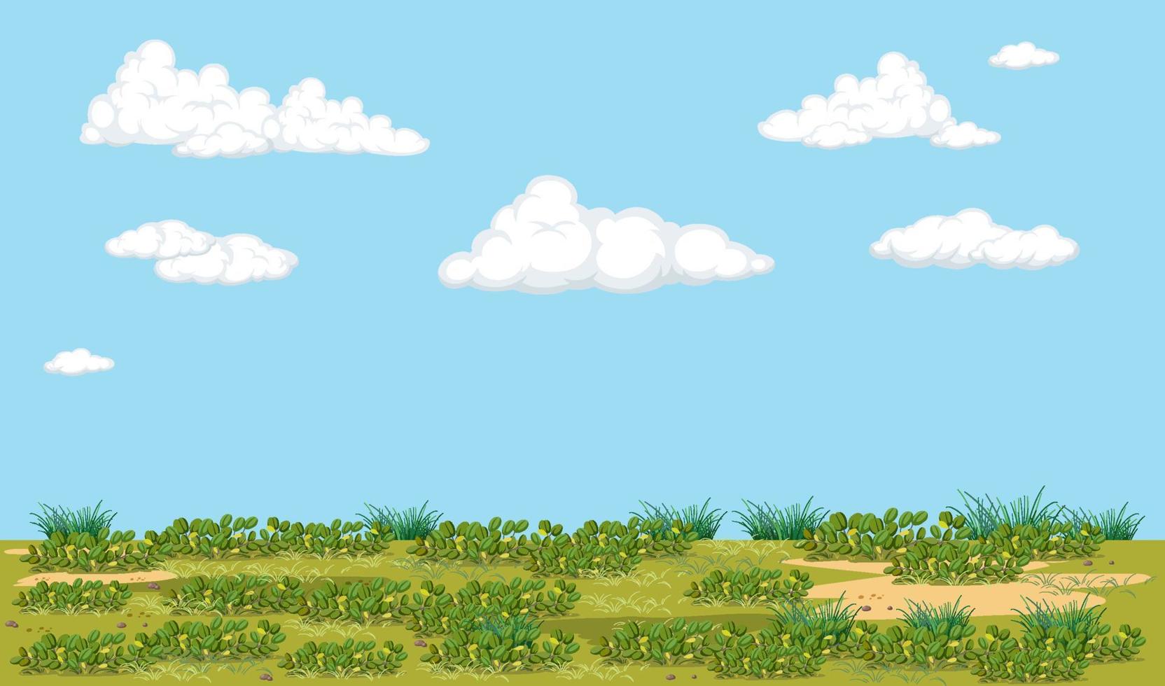 scène vide avec prairie et ciel vecteur