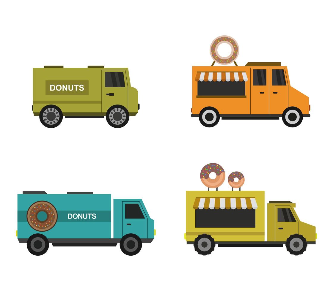 ensemble d'icônes de camion beignet vecteur