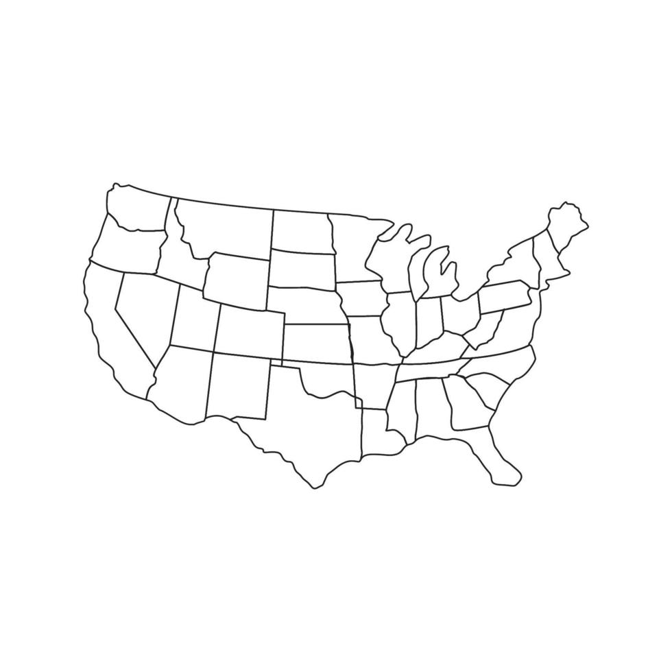 carte des états-unis illustrée sur fond blanc vecteur