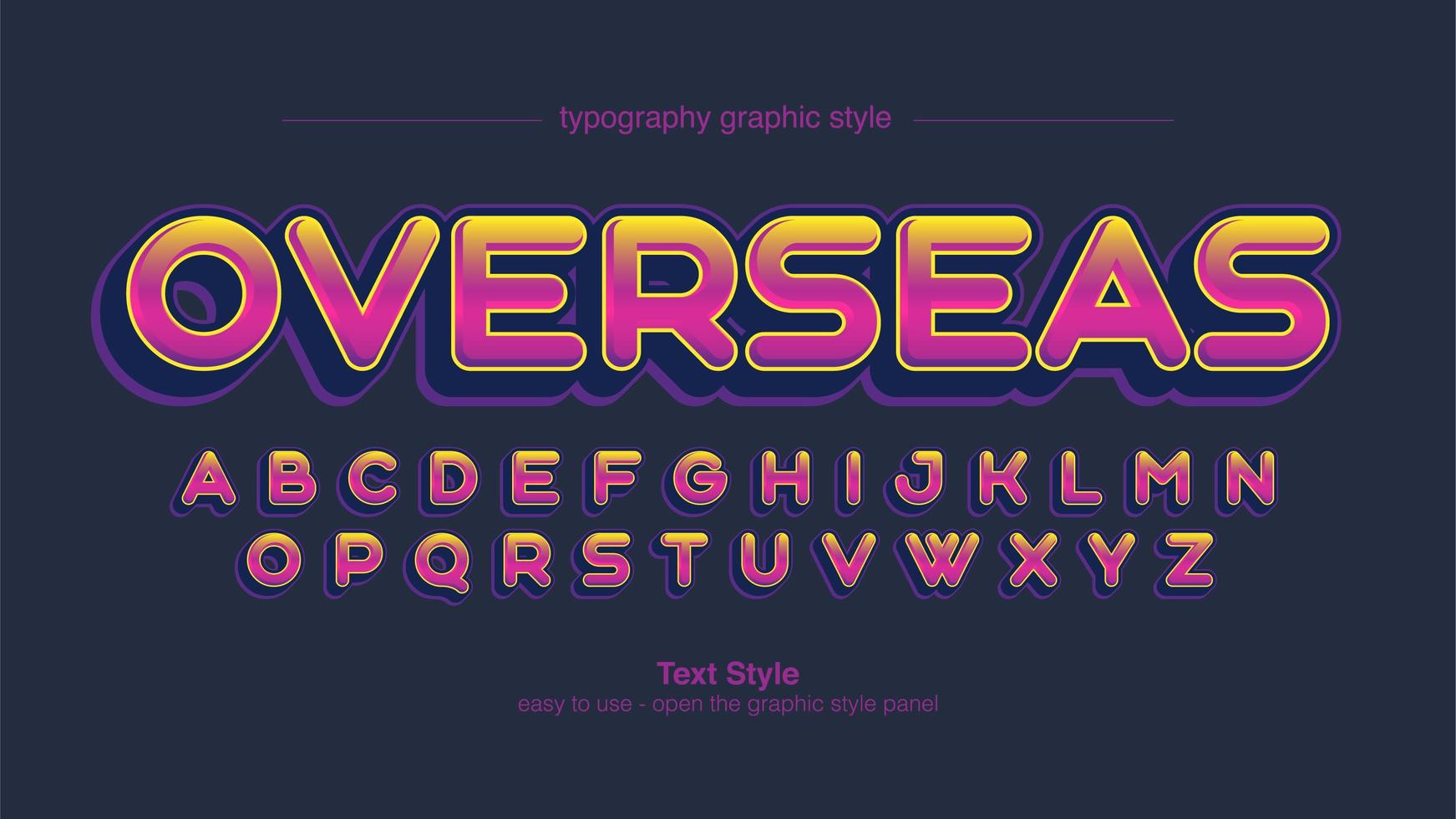 typographie d'affichage arrondie colorée en majuscules vecteur