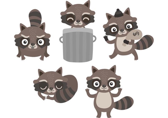 Vecteurs de raccoon de dessin animé gratuits vecteur