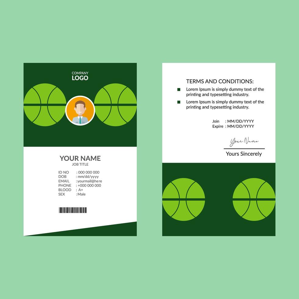 modèle de carte d'identité design propre vert circulaire vecteur