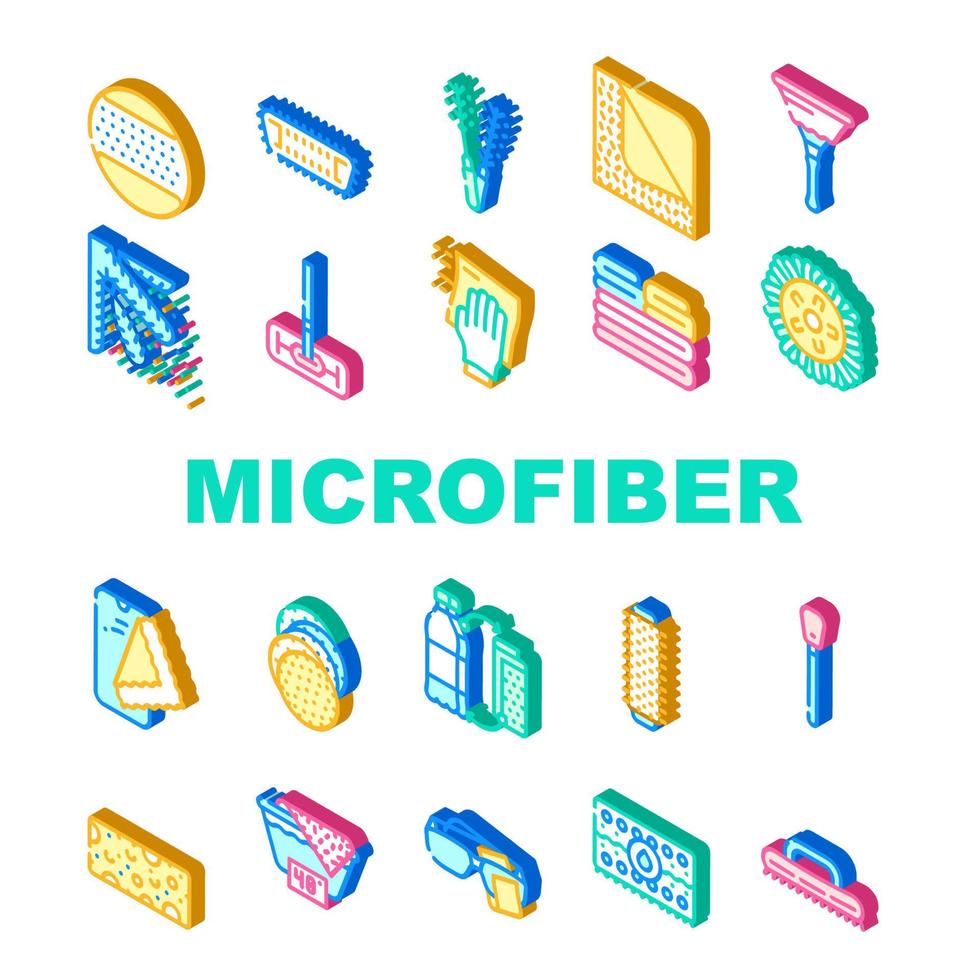 microfibre pour les icônes de collection propres définir le vecteur