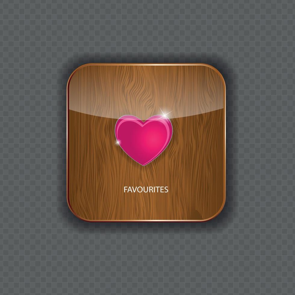 icônes d'application bois coeur illustration vectorielle vecteur