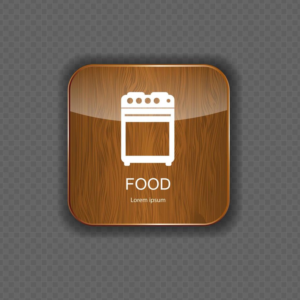 icônes d'application de bois de nourriture et de boisson vecteur