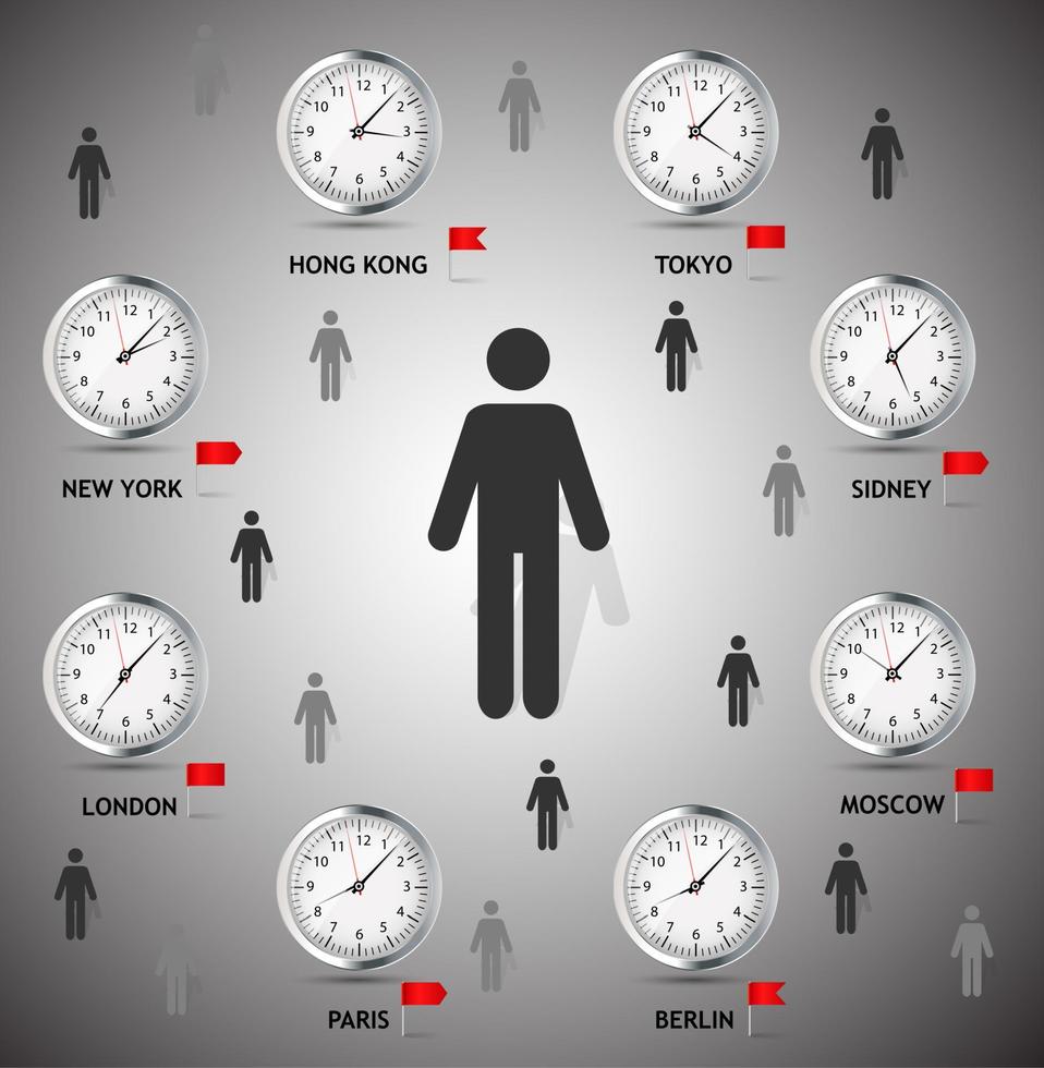 fuseau horaire monde illustration vectorielle vecteur