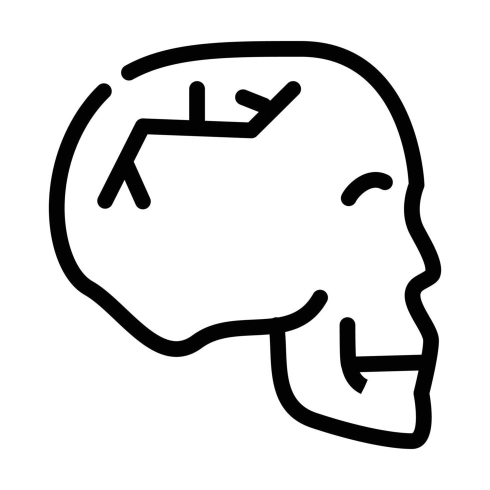 crâne fracture ligne icône vecteur isolé illustration