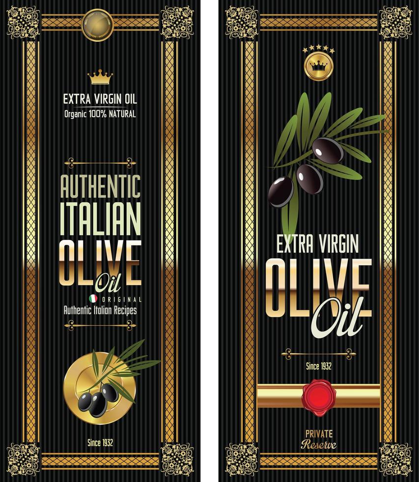 jeu d'étiquettes rétro huile d'olive vecteur