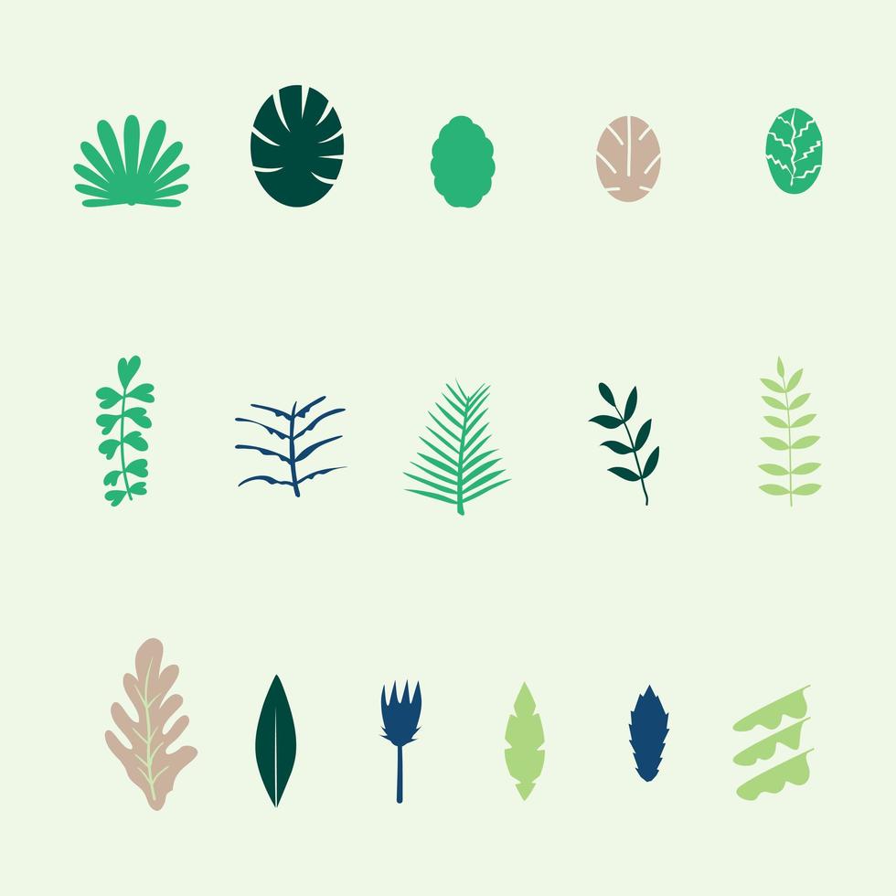 jeu d'icônes de différentes formes de feuilles vecteur