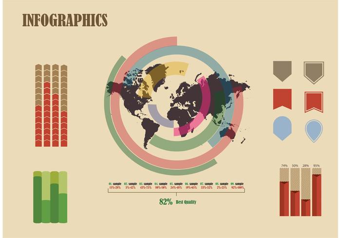 Infographie de vecteur libre avec carte du monde