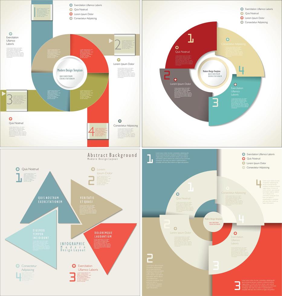 ensemble de modèles infographiques de style de papier en couches vecteur