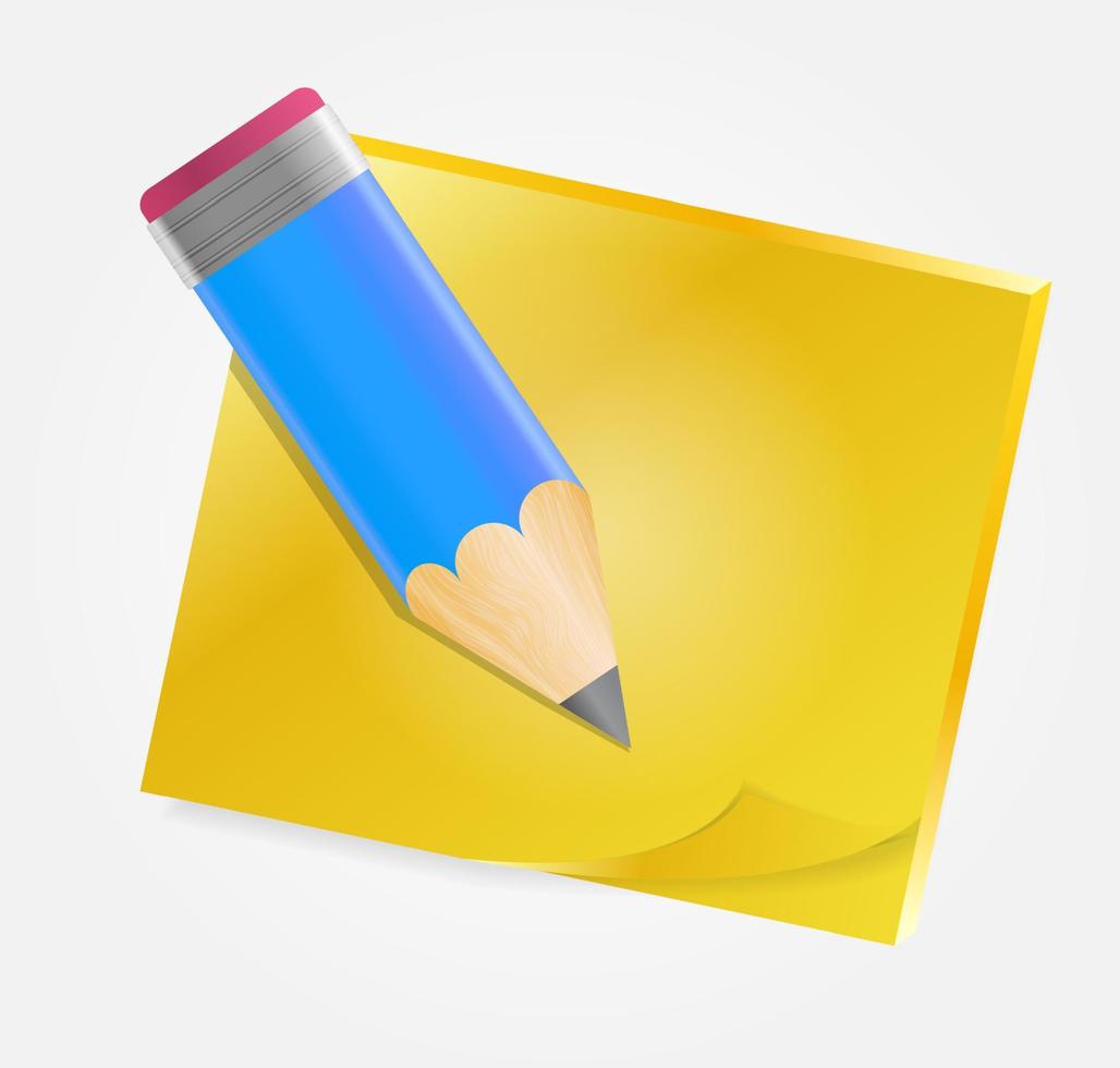 papier jaune avec illustration vectorielle crayon vecteur