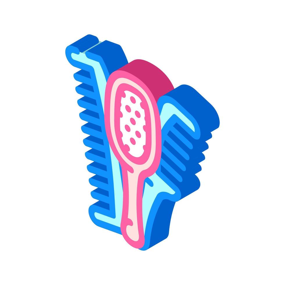 outil de brosses à cheveux pour illustration vectorielle d'icône isométrique de cheveux vecteur