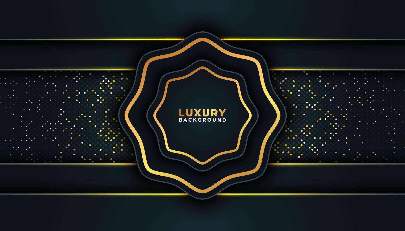 cadre de luxe noir avec garniture dorée vecteur
