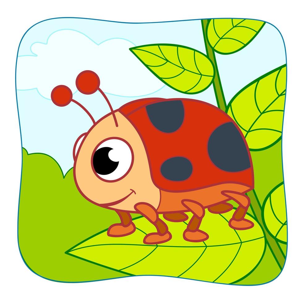 dessin animé mignon de coccinelle. illustration vectorielle clipart coccinelle. fond naturel vecteur