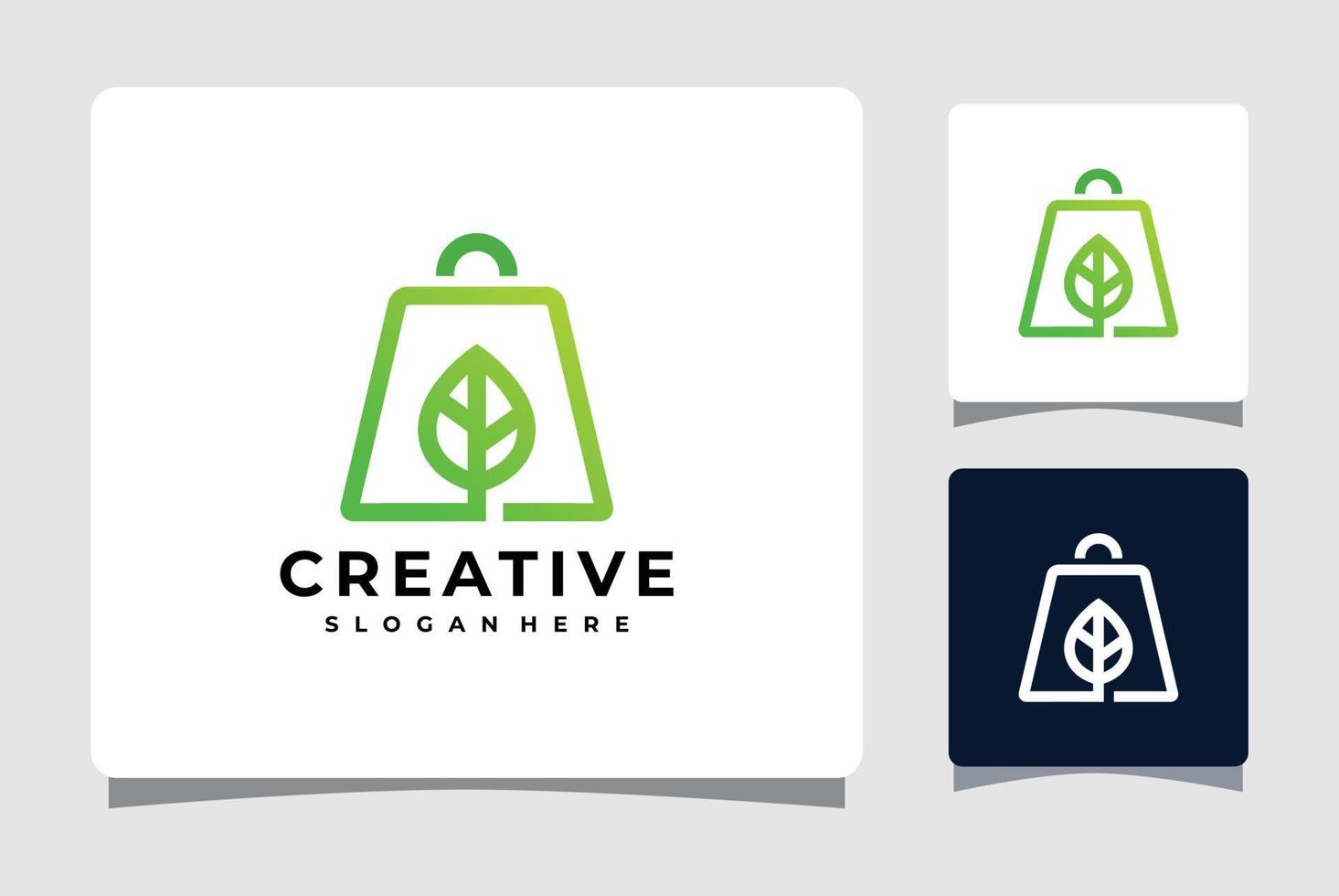 modèle de logo de boutique écologique verte avec inspiration de conception de carte de visite vecteur