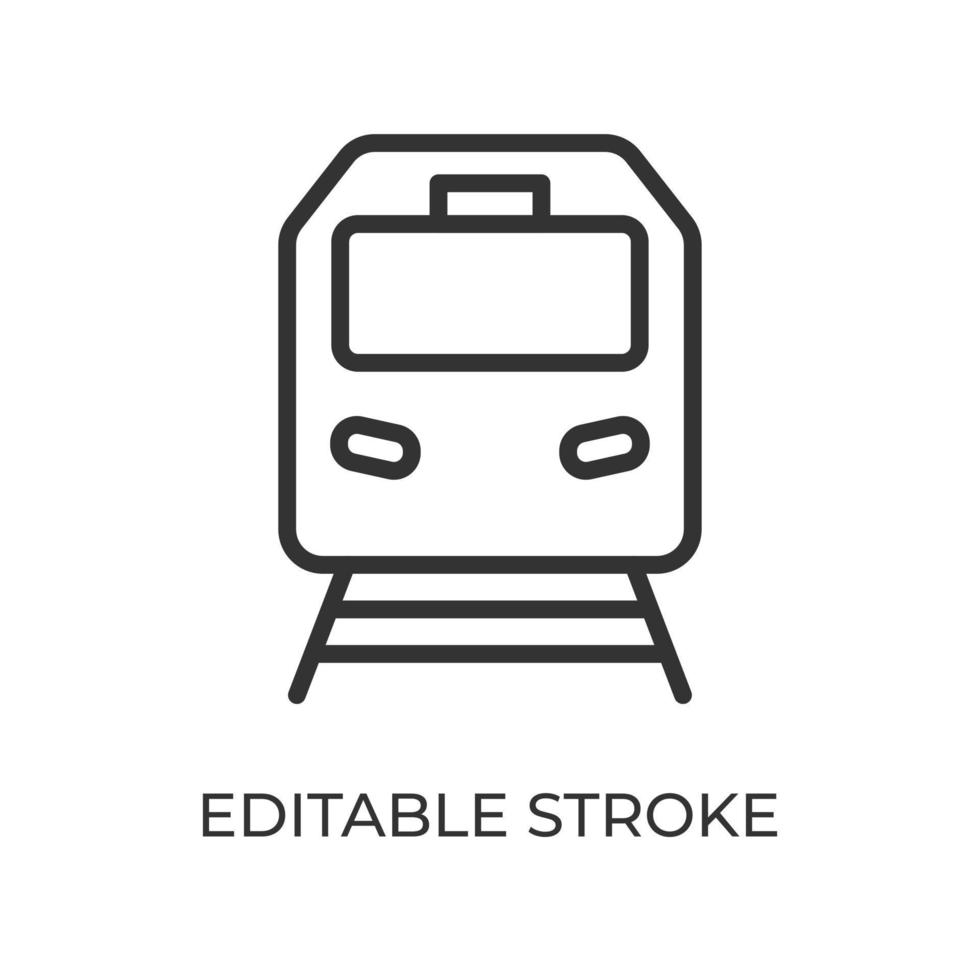 icône de ligne de vue de face de train. transports ferroviaires. utilisé pour le transport de passagers et de marchandises. illustration vectorielle isolé sur fond blanc. trait modifiable. vecteur