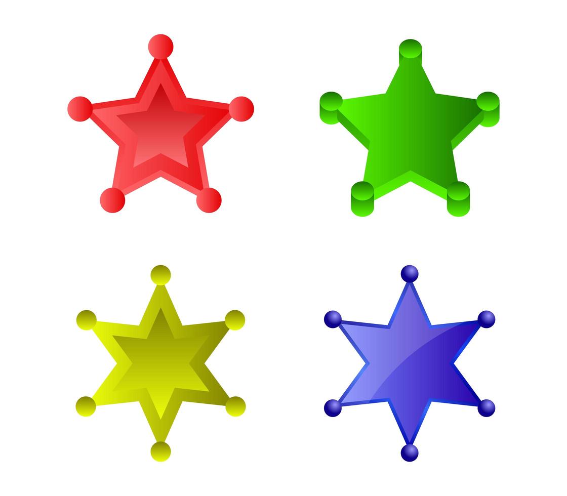 ensemble d'étoiles de shérif multicolores vecteur