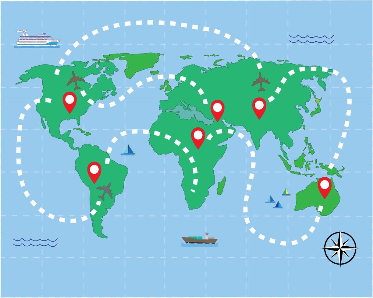 carte du tour du monde vecteur